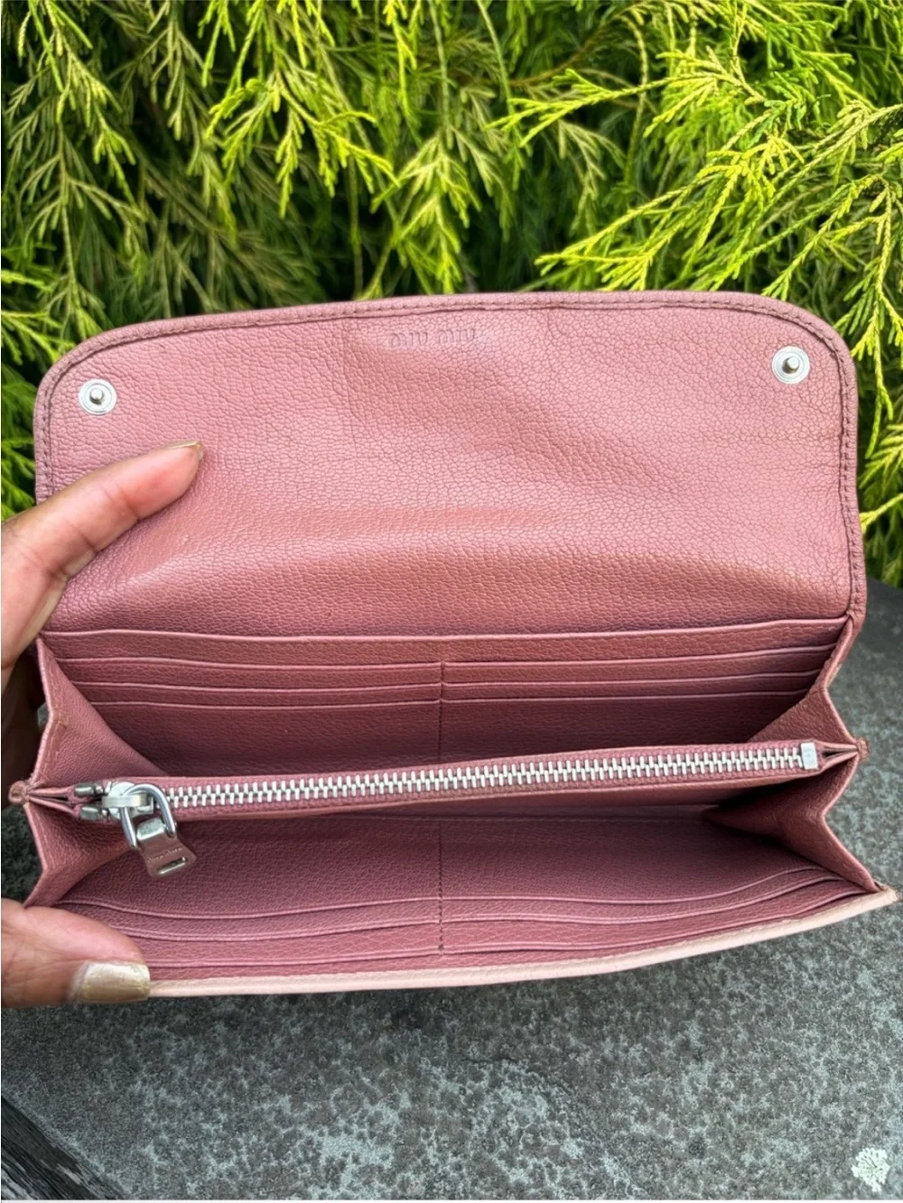 Miu Miu Two-Tone Mauve and Blush Leather Continental Wallet